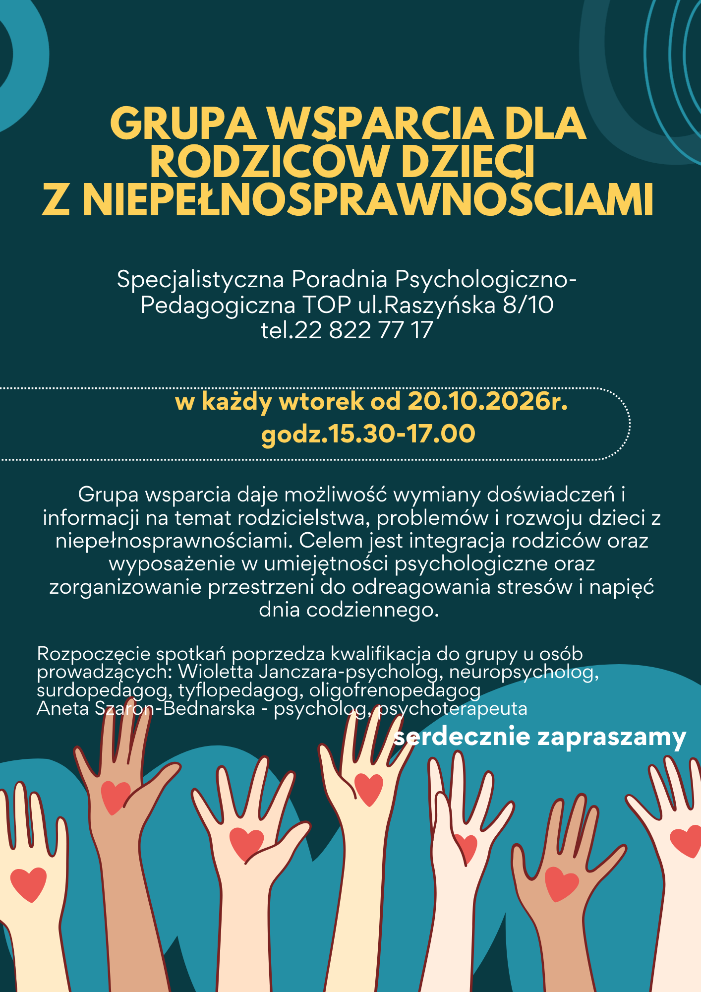 Plakat informacyjny na temat zajęć. Treść znajdująca się na plakacie została umieszczona we wcześniejszej części strony.